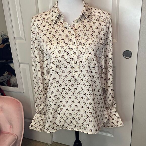 Reiss Pia Tetris Print Top Cream size 6 - Picture 9 of 16